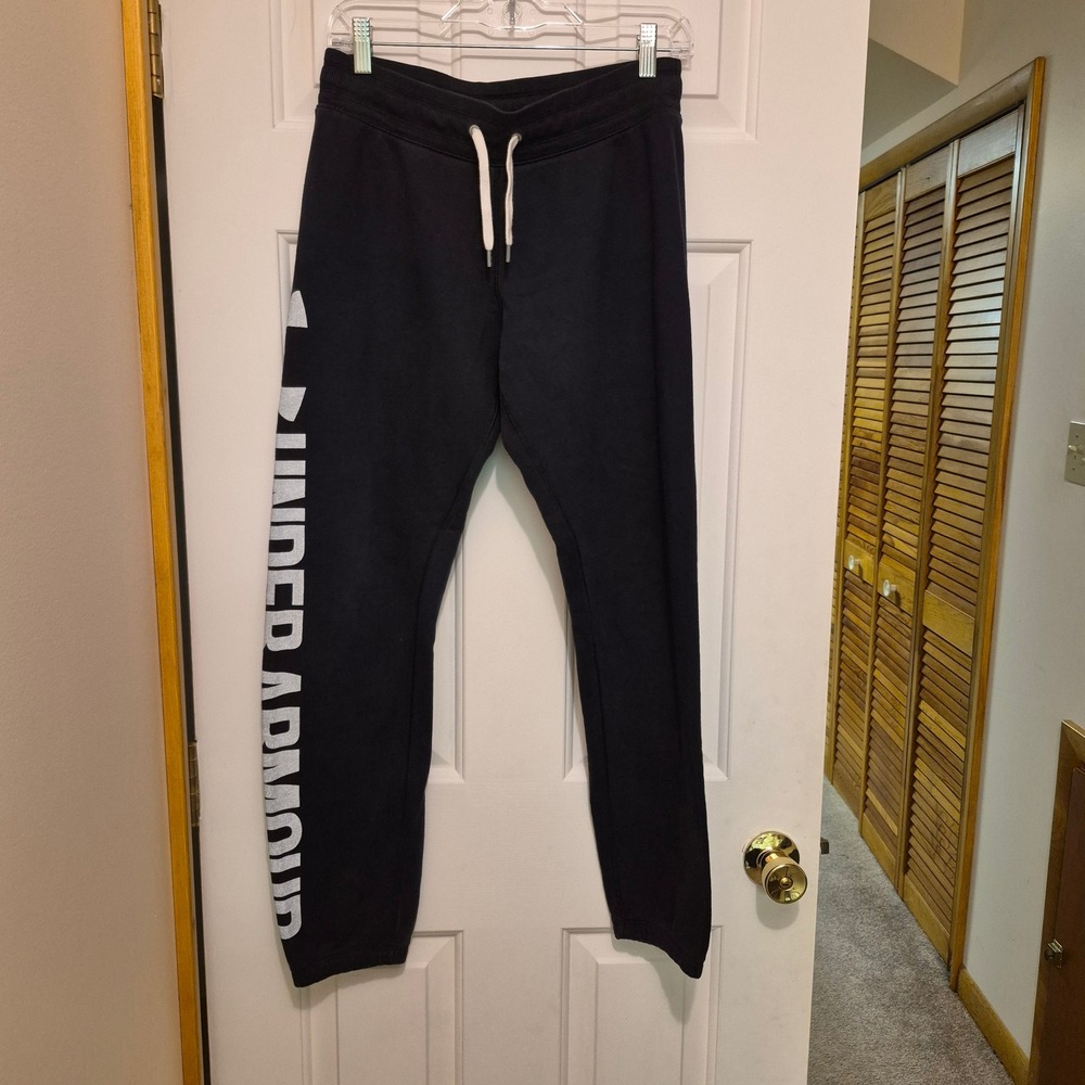 Under Armour Mens Rival Fleece Logo Joggers Black Athletic Sweatpants 30x29